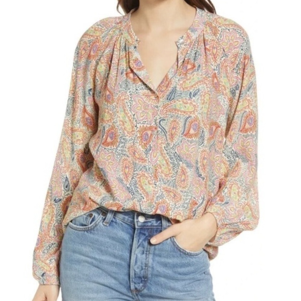 FRNCH Selva Shirt Button Front Paisley Floral Long Sleeve Top XS